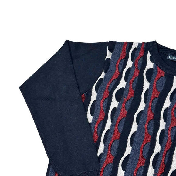 Vintage Sergio Louis Coogi Style Sweater 90s Textured Knit Crewneck Men’s Medium - Picture 5 of 10